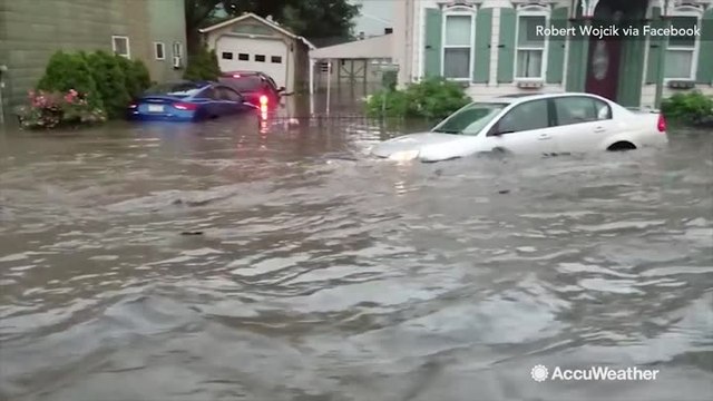 Powerful floodwaters inundate Tremont, Pennsylvania, prompt water rescues