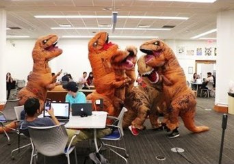 T-Rex Gang Runs Amok in Library