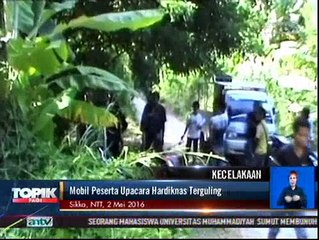 Diduga Rem Blong, Mobil Angkut Guru dan Pelajar Terguling