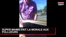 Super-Mamie clash un pollueur qui jette des papiers par la fenêtre (Vidéo)