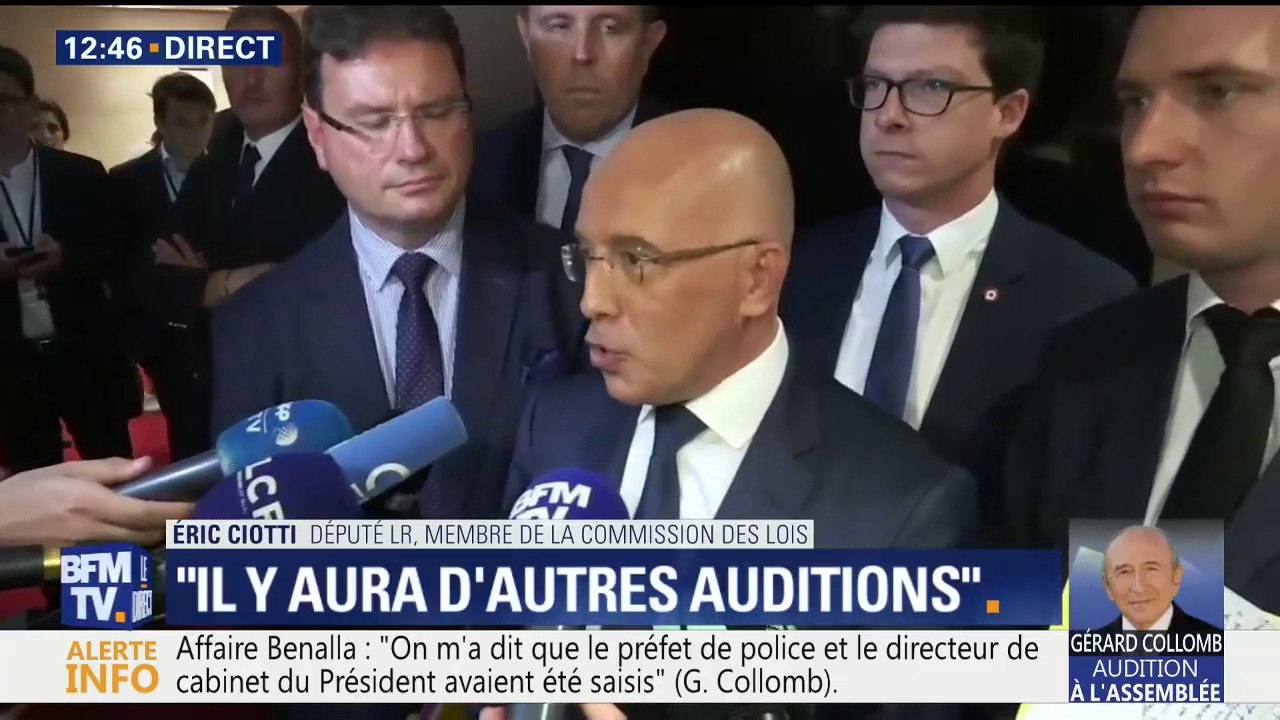 Audition de Collomb: "Les protagonistes se sont concertés et les fusibles ont été enclenchés", conclut Eric Ciotti (LR)