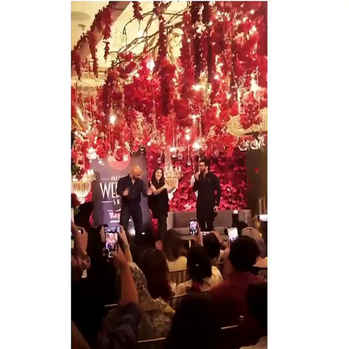 Fahad Mustafa and Mehwish Hayat Singing and Dancing in Wedding Show