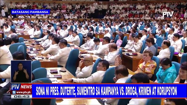 #PTVNEWS: SONA ni Pangulong Duterte, sumentro sa kampanya vs droga, krimen at korupsyon #DuterteSONA2018 #TatakNgPagbabago