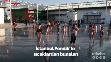 Sıcaktan bunalan çocuklar fıskiyelerde serinledi