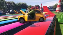 LEARN COLORS Small Cars Transportation in Spiderman Cartoon for Kids w Bus for Children