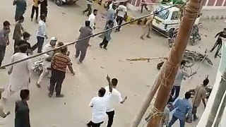 MQM Haqiqi Clash with PPP during election campaign in Shah Faisal Colony Karachi