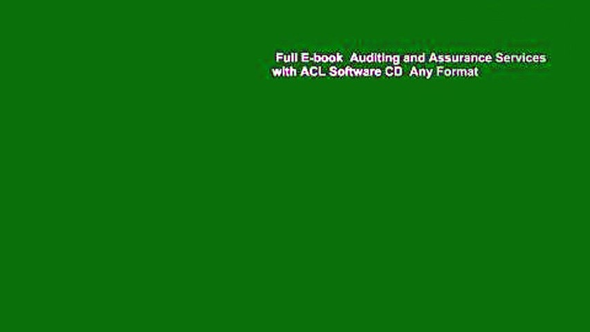 Full E-book  Auditing and Assurance Services with ACL Software CD  Any Format