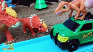 Dino Mecard Tiny dinosaur toys Learn Colors Playground Slide Water fun play