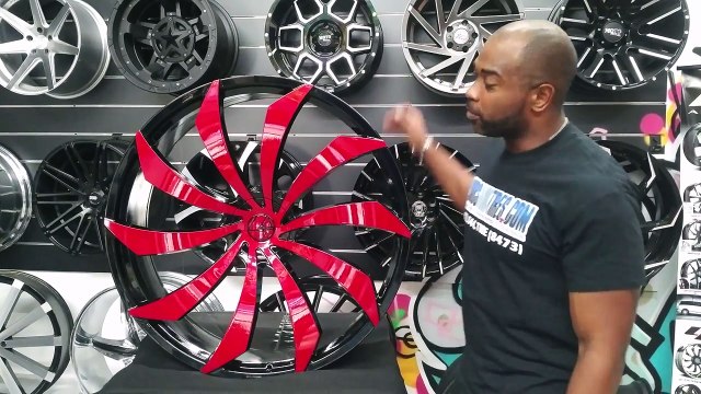 877-544-8473 32 Inch Azara AZ-507 Rims Red Black Custom Paint Wheels Big Donk Rims & Tires