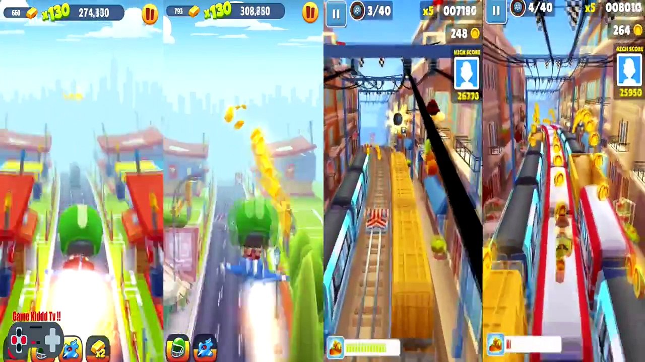 Talking Tom Gold Run And Subway Surfers Backward Gameplay - Frosty Tom And Tricky Run