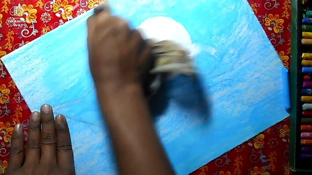 How to draw scenery of moonlight with oil pastel step by step easy drawing ( 142 )