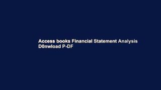Access books Financial Statement Analysis D0nwload P-DF
