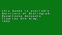 this books is available Survivors of Stalingrad: Eyewitness Accounts from the 6th Army, 1942-43