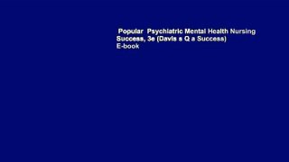 Popular  Psychiatric Mental Health Nursing Success, 3e (Davis s Q a Success)  E-book
