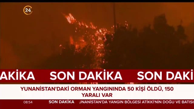 #SONDAKİKA Yunanistan'da yangınlar durdurulamıyor. 50 ölü var