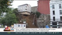 Beyoğlu Sütlüce'de toprak kayması sonucu yıkılma riski olan bina
