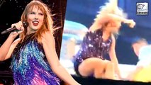 Taylor Swift Slips & Falls On Stage Of Her Tour But Quickly Bounces Back