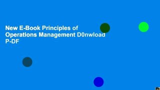 New E-Book Principles of Operations Management D0nwload P-DF