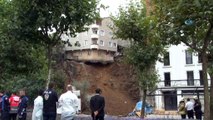 Beyoğlu Sütlüce'de toprak kayması nedeniyle çökme tehlikesinin meydana geldiği bina çöktü