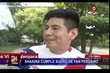 Colombia: Shakira sorprendió con beso en la mejilla a fan peruano