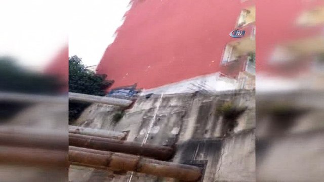 Toprak kayması öncesi istinat duvarı çalışmalarının görüntüsü ortaya çıktı