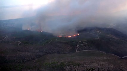 Yunanistan'daki yangının havadan görüntüleri
