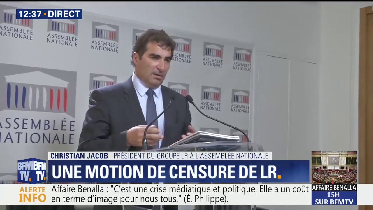 Affaire Banella: Christian Jacob annonce que Les Républicains vont déposer une motion de censure contre le gouvernement