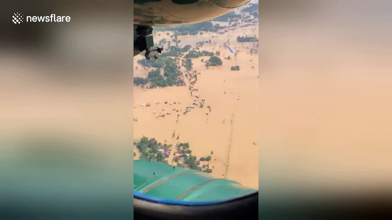 Aerial footage shows Laos villages completely submerged after dam collapse
