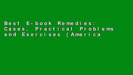 Best E-book Remedies: Cases, Practical Problems and Exercises (American Casebook Series) Full access