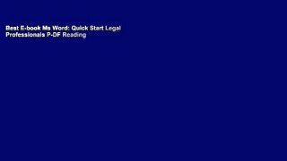 Best E-book Ms Word: Quick Start Legal Professionals P-DF Reading