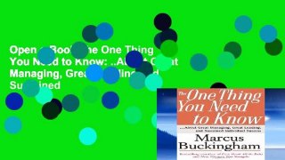 Open e-Book The One Thing You Need to Know: ..About Great Managing, Great Leading and Sustained