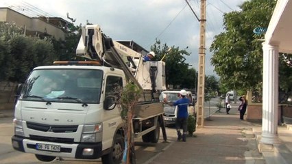 Evin balkonundan uçan halı elektrik tellerinin üzerine düştü