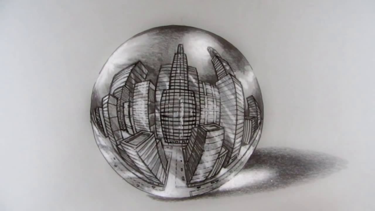 Comment dessiner une ville dans une perspective de 5 points dans une boule de cristal rapide