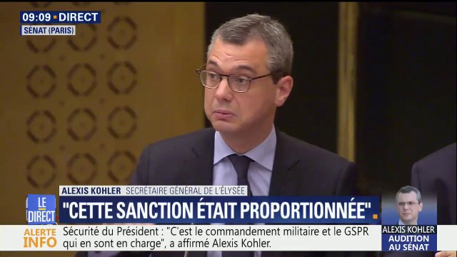 Alexis Kohler devant la commission d'enquête du Senat : Alexandre Benalla n'appartenait ni au commandement militaire, ni au GSPR