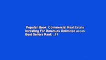 Popular Book  Commercial Real Estate Investing For Dummies Unlimited acces Best Sellers Rank : #1