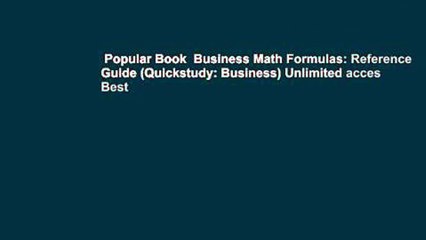 Popular Book  Business Math Formulas: Reference Guide (Quickstudy: Business) Unlimited acces Best