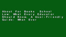 About For Books  School Law: What Every Educator Should Know, A User-Friendly Guide: What Every
