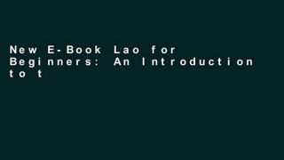 New E-Book Lao for Beginners: An Introduction to the Spoken and Written Language of Laos (Tuttle