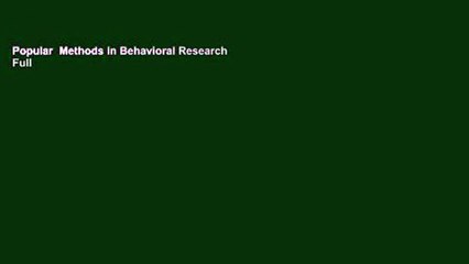 Popular  Methods in Behavioral Research  Full