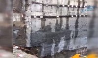 Beyoğlu'nda istinat duvarının çökme anı kamerada