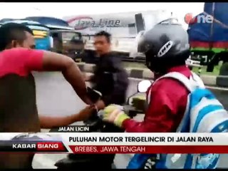 Puluhan Motor Tergelincir di Jalur Pantura Brebes