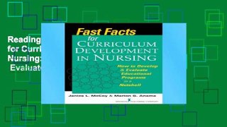 Readinging new Fast Facts for Curriculum Development in Nursing: How to Develop   Evaluate