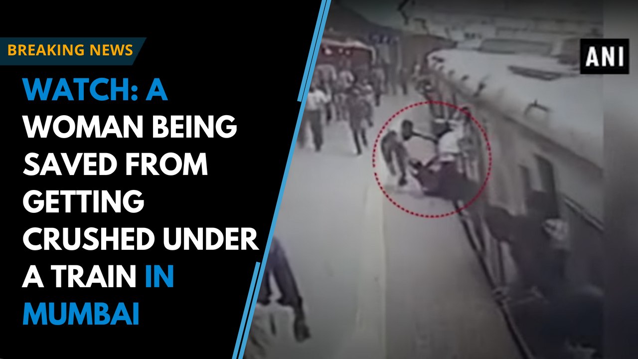 Watch: A woman being saved from getting crushed under a train in Mumbai