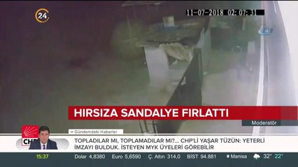 Hırsıza sandalye fırlattı