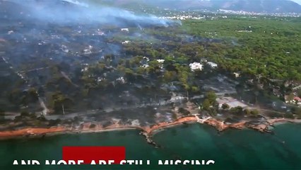 Скачать видео: Greece Wildfires: Aerial Footage Shows Mass Destruction