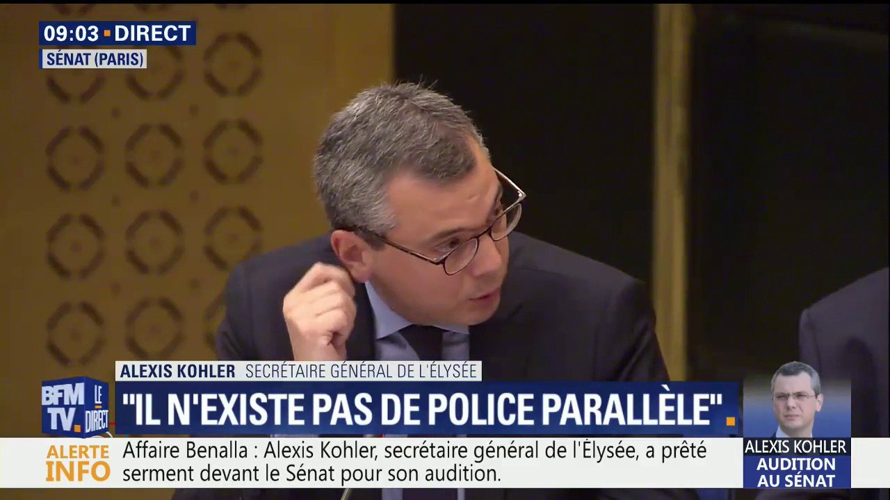 Kohler auditionné au Sénat: "La sanction peut apparaître insuffisante mais au regard des éléments connus le 2 mai cette sanction était proportionnée"