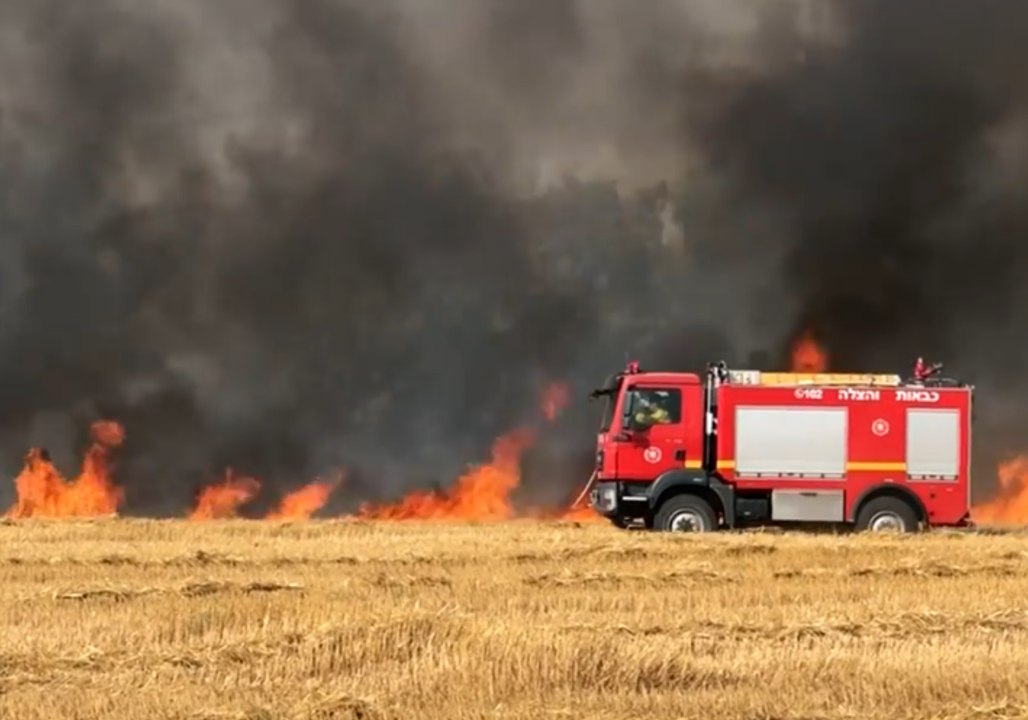Fires Caused by Kites Launched from Gaza Damage Agriculture Fields (File)