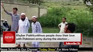 Flower Showered On Pakistan ARMY Soldier outside of Khyber PakhtunKhwa Polling Station