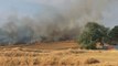 Fire Burns Through Fields Next to Drusillas Zoo Park in East Sussex