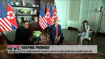 N. Korean state media calls for declaration of end to Korean War following missile test site dismantlement